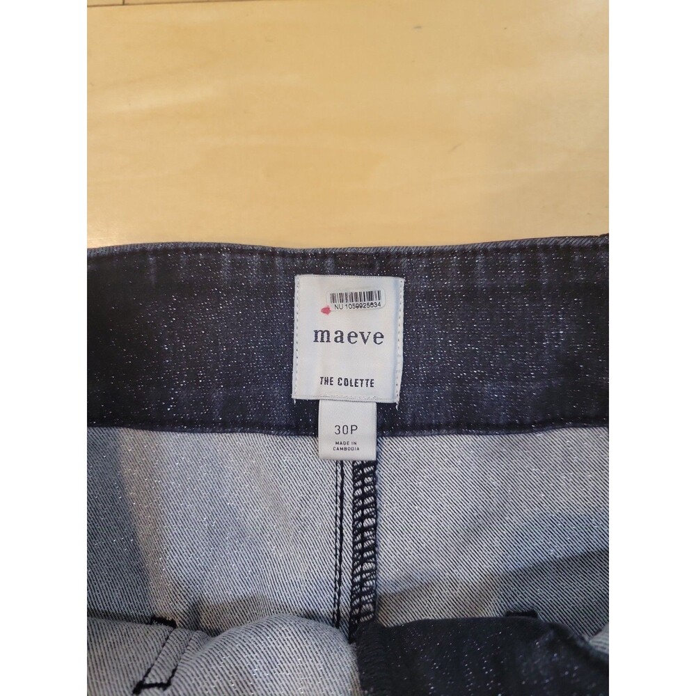 Maeve Anthropologie The Colette Sparkle Jeans Women’s 30 Black Wide Leg Cropped - Picture 5 of 9